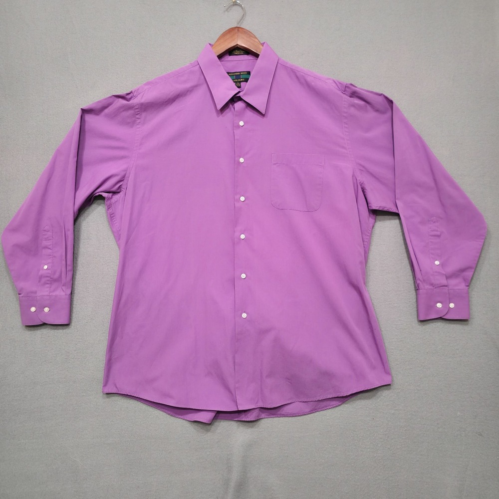 Alexander Julian Colours Men's Purple Long Sleeve Dress Shirt Size 17-17.5-34/35
